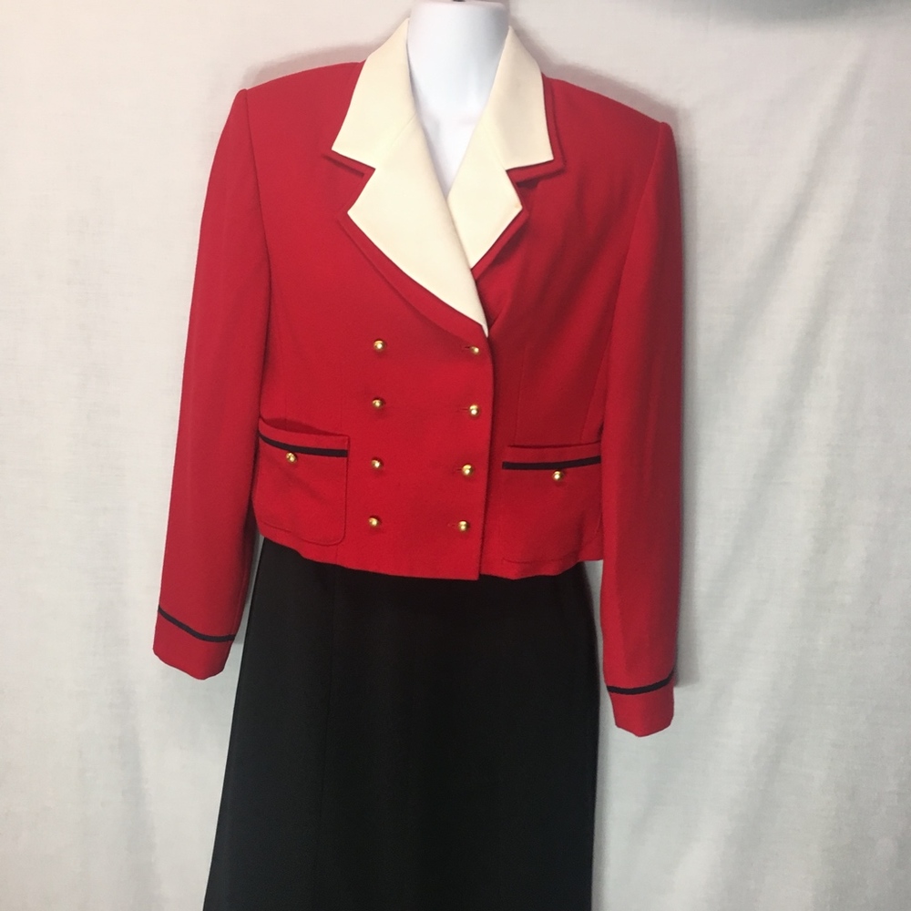 Vintage Red Blazer with Gold Buttons